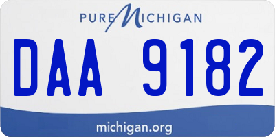 MI license plate DAA9182