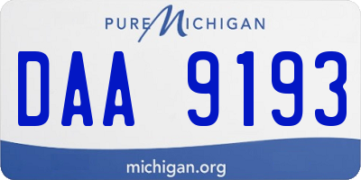 MI license plate DAA9193