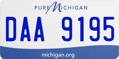 MI license plate DAA9195
