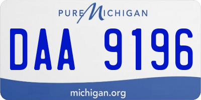 MI license plate DAA9196