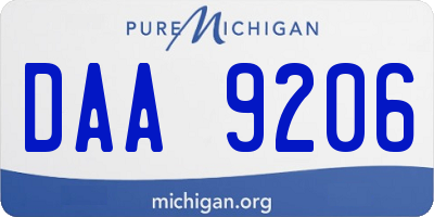 MI license plate DAA9206