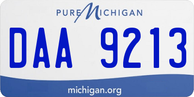 MI license plate DAA9213