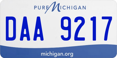 MI license plate DAA9217