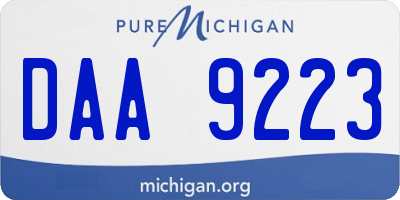 MI license plate DAA9223