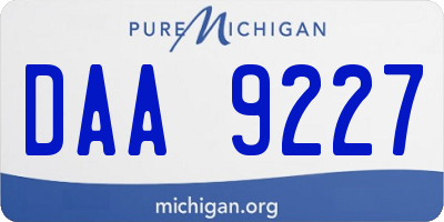 MI license plate DAA9227