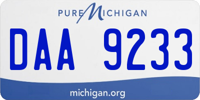 MI license plate DAA9233