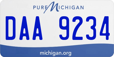 MI license plate DAA9234