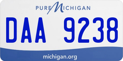 MI license plate DAA9238