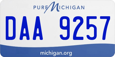 MI license plate DAA9257