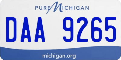 MI license plate DAA9265