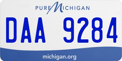 MI license plate DAA9284