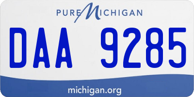 MI license plate DAA9285