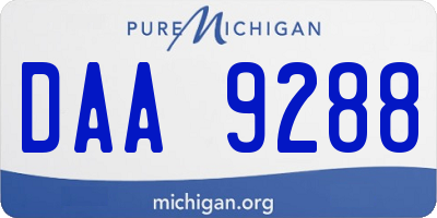 MI license plate DAA9288