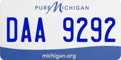 MI license plate DAA9292