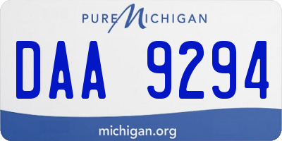 MI license plate DAA9294