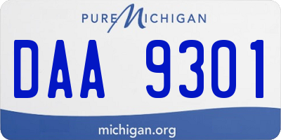 MI license plate DAA9301