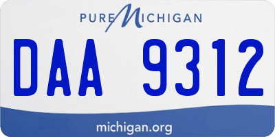 MI license plate DAA9312