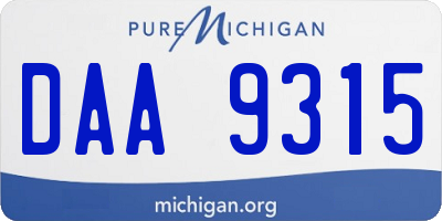 MI license plate DAA9315