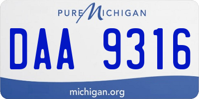 MI license plate DAA9316