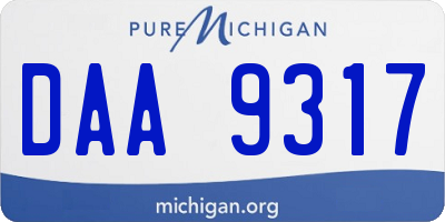 MI license plate DAA9317