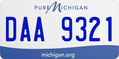 MI license plate DAA9321