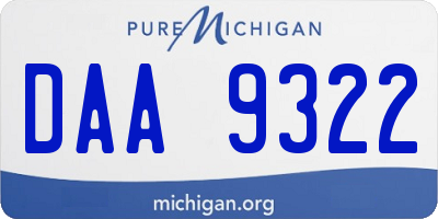 MI license plate DAA9322