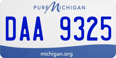 MI license plate DAA9325