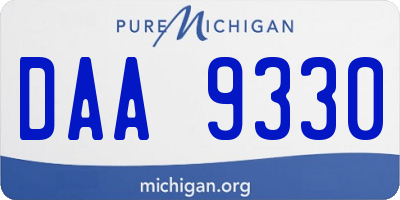 MI license plate DAA9330
