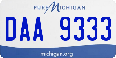 MI license plate DAA9333