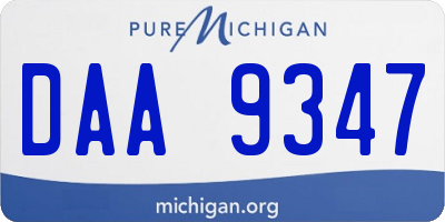 MI license plate DAA9347