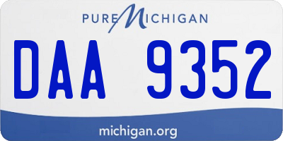 MI license plate DAA9352