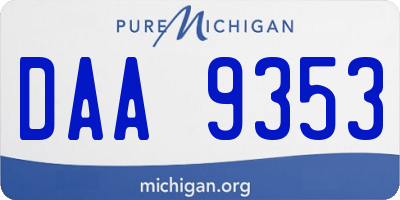 MI license plate DAA9353