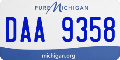 MI license plate DAA9358