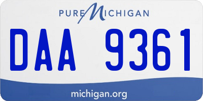 MI license plate DAA9361