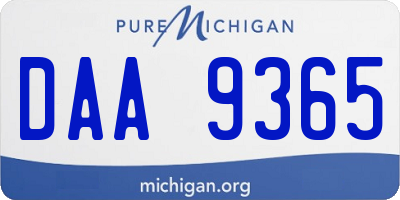MI license plate DAA9365