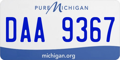 MI license plate DAA9367