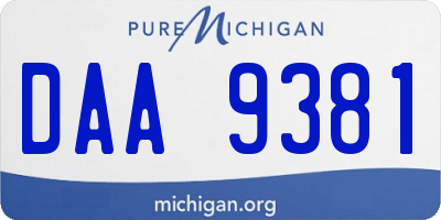 MI license plate DAA9381