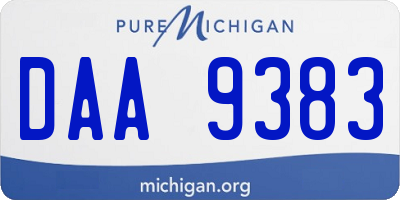 MI license plate DAA9383