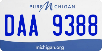 MI license plate DAA9388