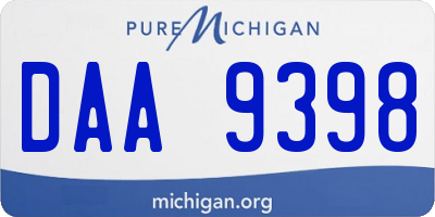 MI license plate DAA9398