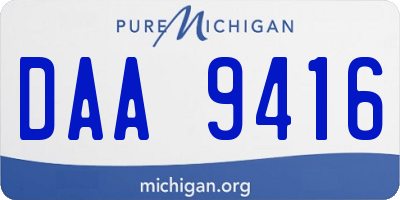 MI license plate DAA9416