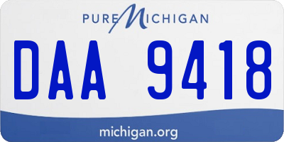 MI license plate DAA9418