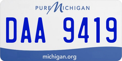 MI license plate DAA9419