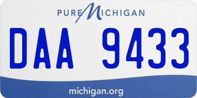 MI license plate DAA9433