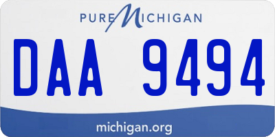 MI license plate DAA9494