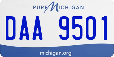 MI license plate DAA9501