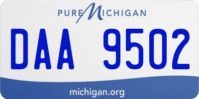 MI license plate DAA9502