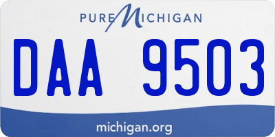 MI license plate DAA9503
