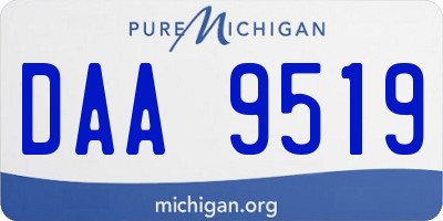 MI license plate DAA9519