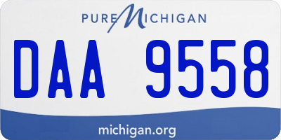 MI license plate DAA9558
